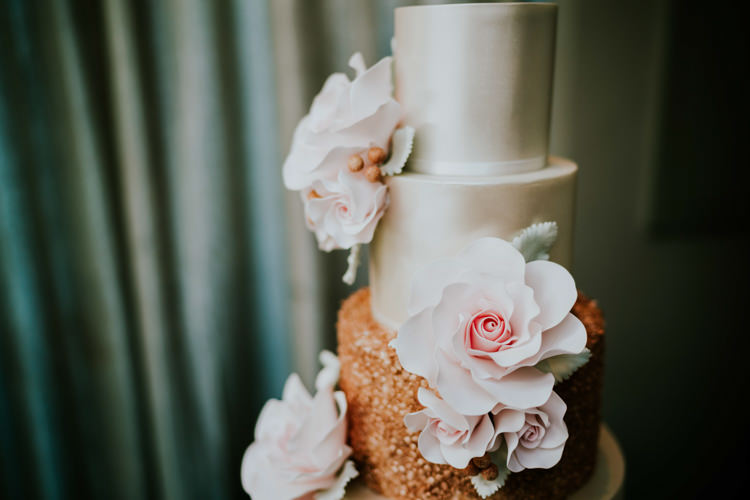 Cake Sugar Flowers Metallic Silver Pink Dreamy Blush Floral Wonderland Wedding http://www.stevebridgwoodphotography.co.uk/
