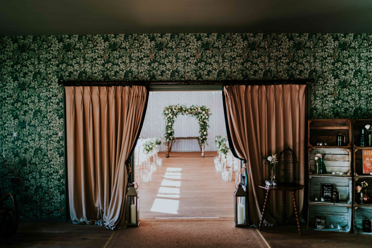 Ceremony Entrance Decor Details Props Crates Birdcage Flowers Arch Backdrop Dreamy Blush Floral Wonderland Wedding http://www.stevebridgwoodphotography.co.uk/