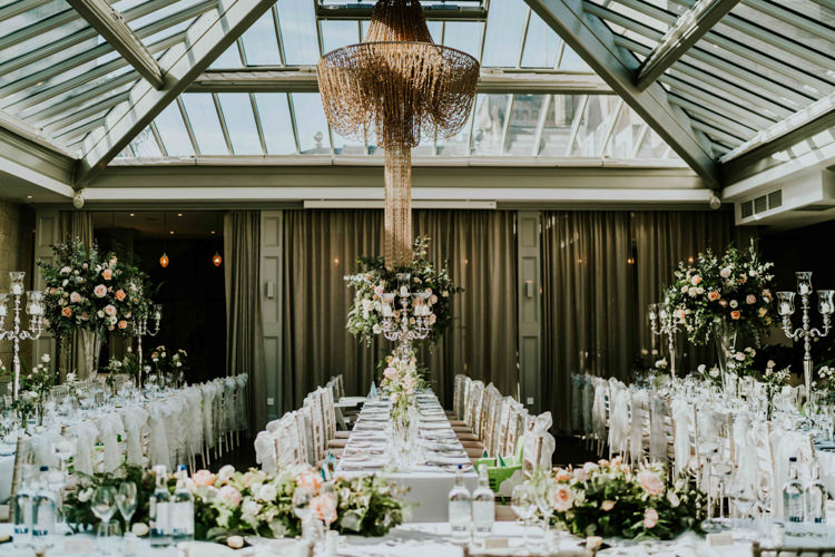 Tall Flower Arrangements Greenery Pink Eucalyptus Rose Table Garland Flowers Dreamy Blush Floral Wonderland Wedding http://www.stevebridgwoodphotography.co.uk/