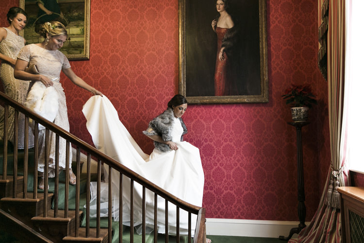 Bride Bridal Pronovias Fur Shrug stole Bridesmaids Gorgeously Glam New Years Eve Wedding http://www.photographybykrishanthi.co.uk/