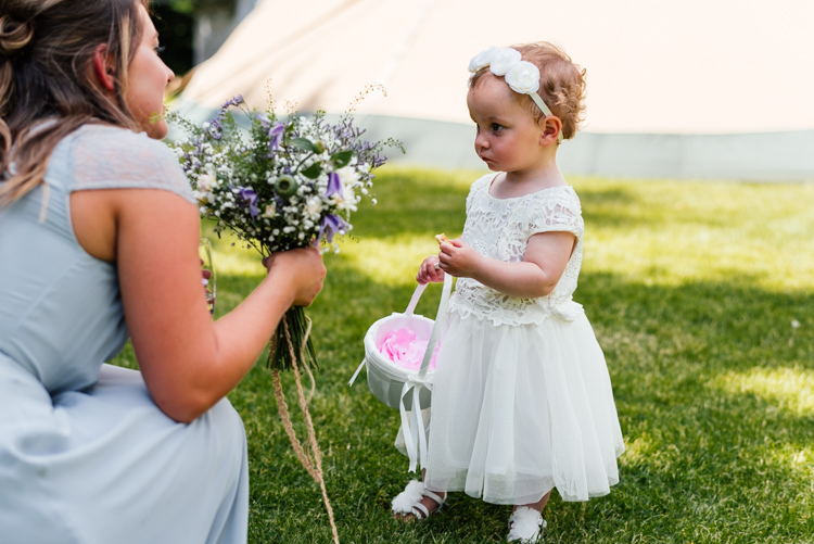Flower Girl White Dress Petal Basket Fun Loving Secret Garden Tipi Wedding https://www.aaroncollettphotography.co.uk/