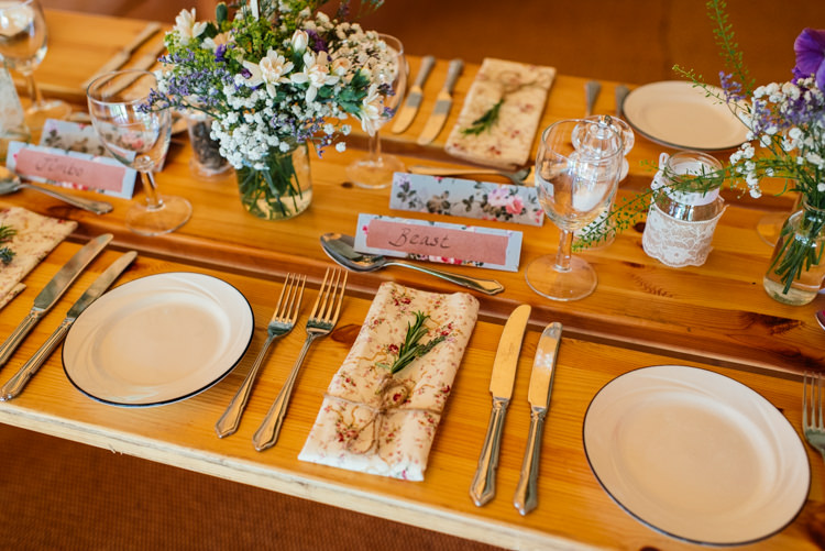 Floral Napkins Place Setting Rustic Fun Loving Secret Garden Tipi Wedding https://www.aaroncollettphotography.co.uk/