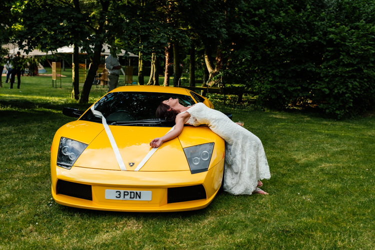 Yellow Super Car Fun Loving Secret Garden Tipi Wedding https://www.aaroncollettphotography.co.uk/