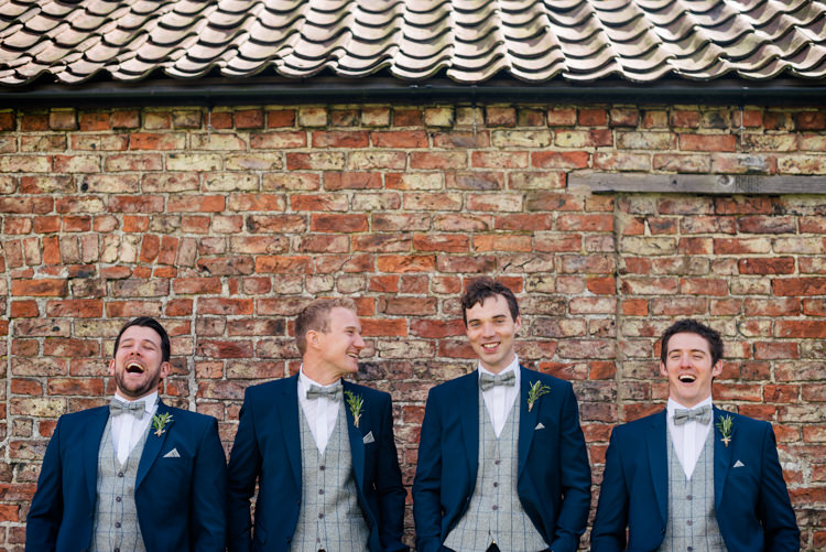 Tweed Check Waistcoats Bow Tie Groom Groomsmen Industrial Glam Marquee Wedding http://www.stottandatkinson.com/