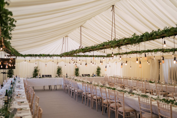 Festoon Filament Edison Bulb Lighting Foliage Greenery Industrial Glam Marquee Wedding http://www.stottandatkinson.com/