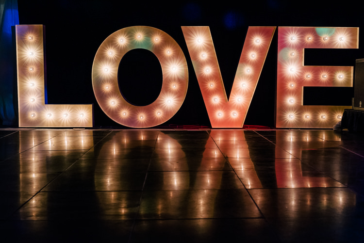 Love Letter Lights Industrial Glam Marquee Wedding http://www.stottandatkinson.com/