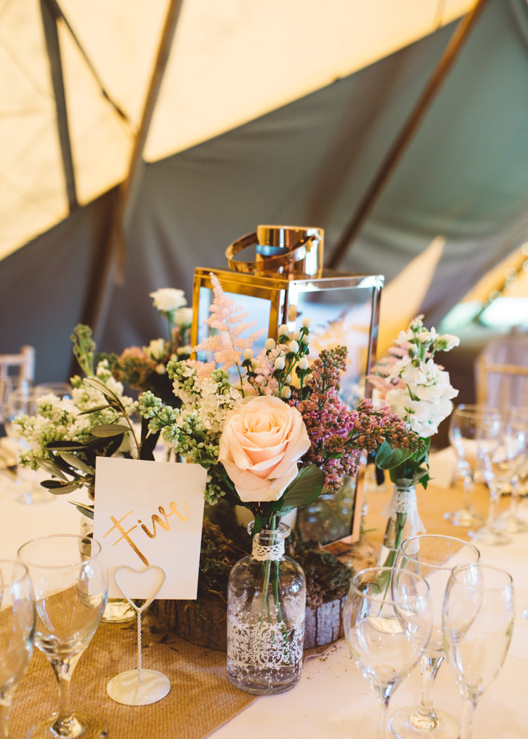 Lantern Flower Vase Jar Rose Calligraphy Table Number Elegant Unique Pale Pink Tipi Wedding http://holliecarlinphotography.com/