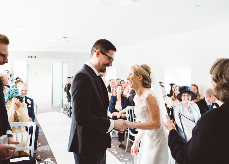 M&S Marks & Spencer Groom Bride Bridal Justin Alexander Dress Gown Veil Ceremony Rings Elegant Unique Pale Pink Tipi Wedding http://holliecarlinphotography.com/