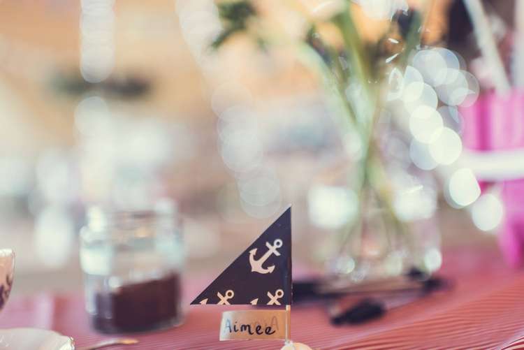 Place Card Name Flag Boat Quirky Seaside Farm Wedding http://www.thomasthomasphotography.co.uk/