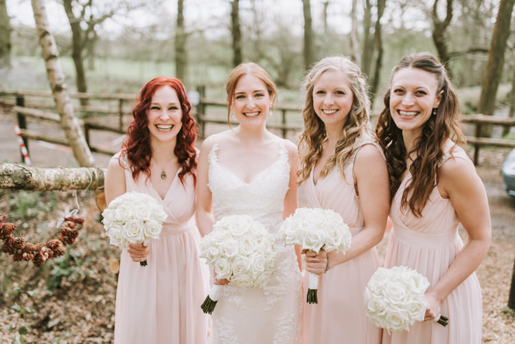 Bride Bridal Maggie Sottero Gown Dress Sleeveless Champagne Pink Blush Bridesmaids White Rose Bouquet Magical Cosy Forest Tipi Wedding http://katewatersphotography.com/