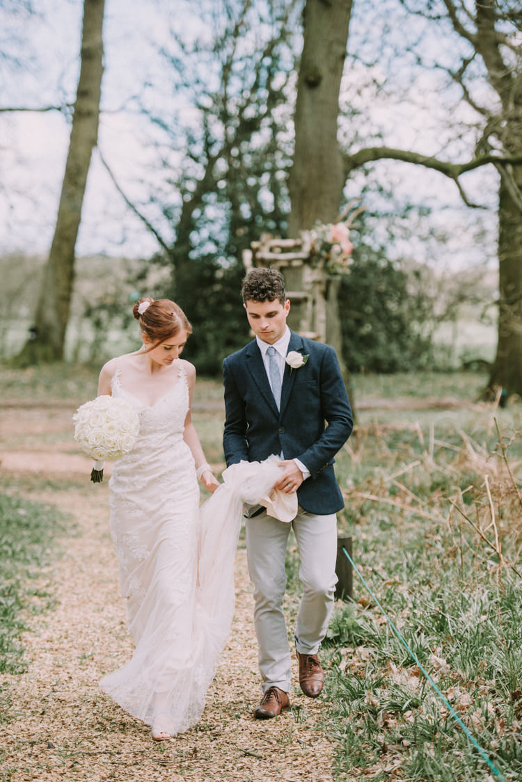 Bride Bridal Maggie Sottero Sleeveless Dress Gown Champagne Overlay Jack Wills Jacket Zara Chinos Mismatched Groom Magical Cosy Forest Tipi Wedding http://katewatersphotography.com/