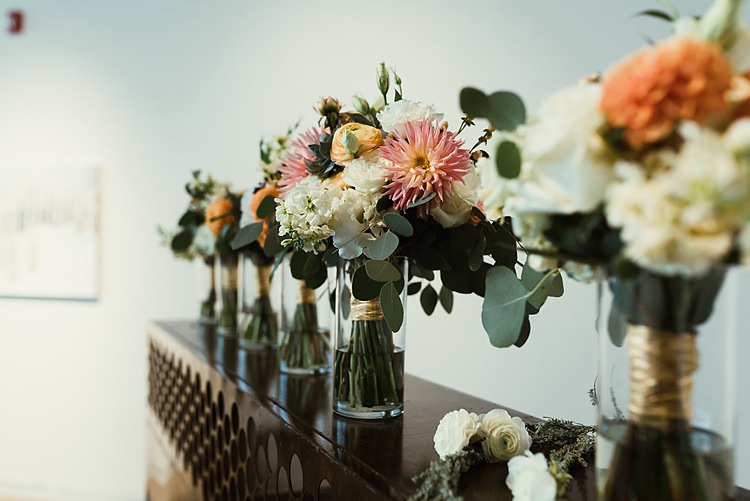Dahlia Ranunculus Flowers Bouquet Bride Bridal Peach Cream Hip Art Gallery Wedding Colorado http://www.lisarundallphotography.com/