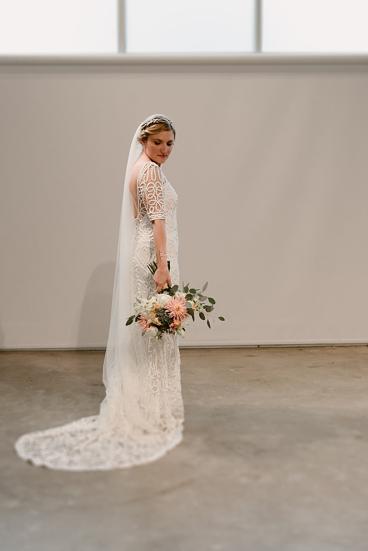 Rue De Seine Dress Gown Bride Bridal Style Tapework Hip Art Gallery Wedding Colorado http://www.lisarundallphotography.com/