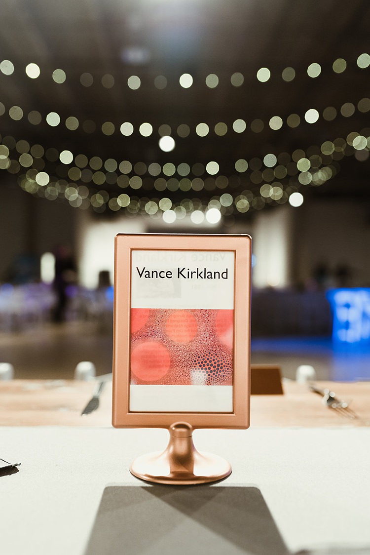 Table Names Rose Gold Frames Hip Art Gallery Wedding Colorado http://www.lisarundallphotography.com/