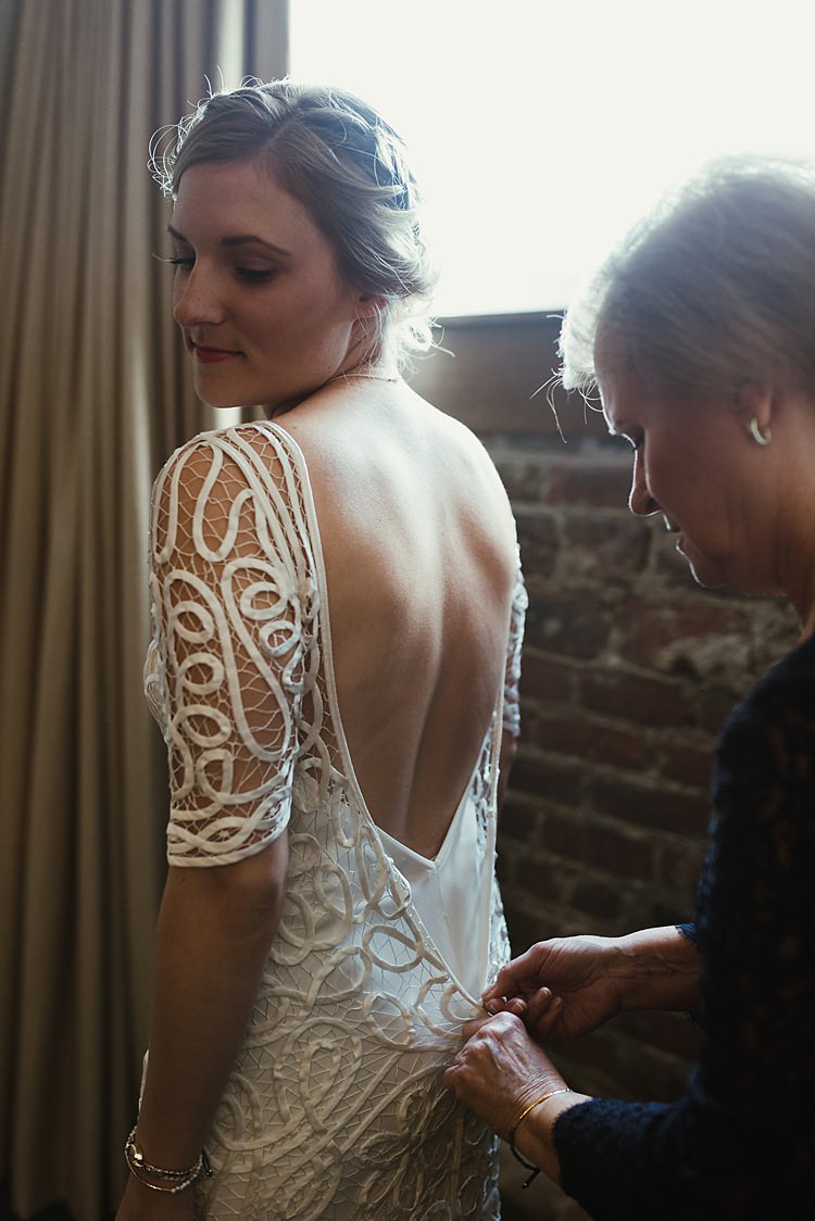 Rue De Seine Dress Gown Bride Bridal Style Tapework Hip Art Gallery Wedding Colorado http://www.lisarundallphotography.com/