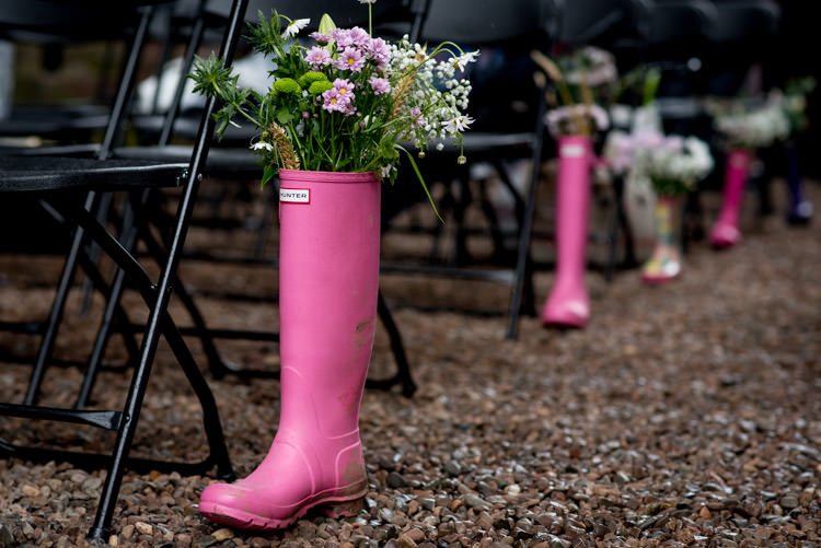 Wellies Wellington Boot Hunter Flowers Aisle Ceremony Hippy Festival Travel Wedding http://www.mattbadenoch.com/