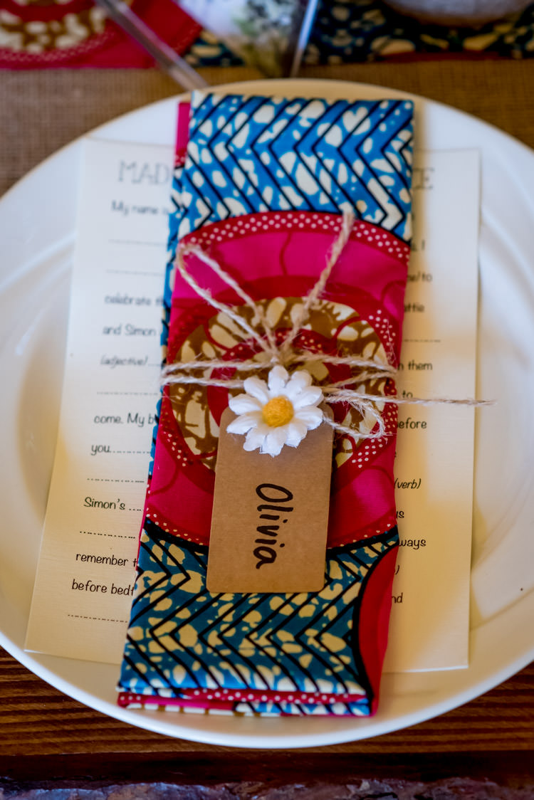 Place Settting Napkin Luggage Tag Hippy Festival Travel Wedding http://www.mattbadenoch.com/