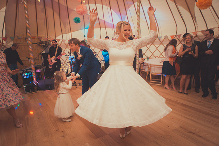 Short Lace Dress Bride Bridal Tea Length Sleeves Whimsical Countryside Yurt Wedding http://jamesgreenphotographer.co.uk/