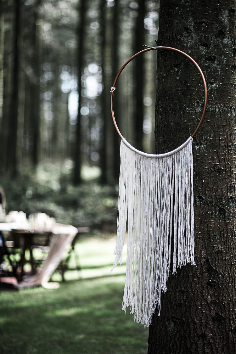 Hoop Hanging Decor Bohemian Macramé Woodland Wedding Ideas https://samieleephotography.com/
