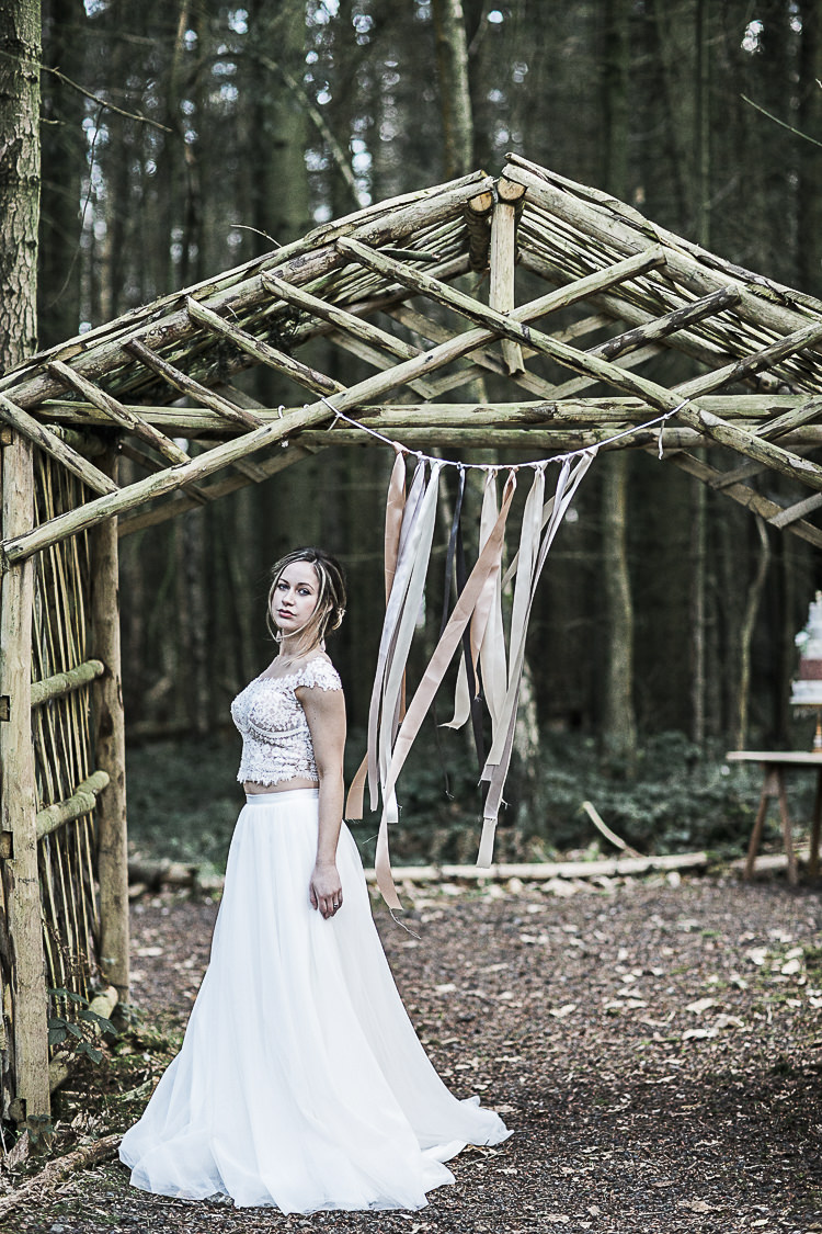 Bridal Separates Skirt Crop Top Bride Dress Gown Bohemian Macramé Woodland Wedding Ideas https://samieleephotography.com/