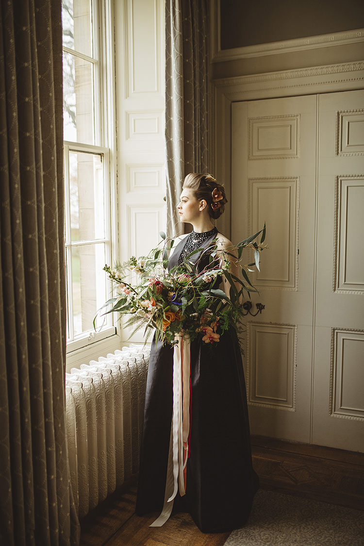 Black Dress Gown Bride Bridal Dutch Masters Wedding Inspiration https://www.kindredphotography.co.uk/