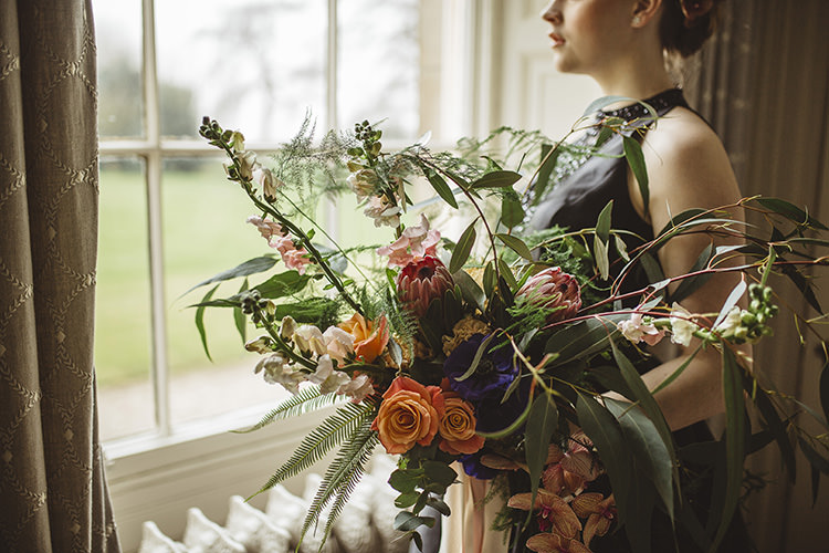 Large Bouquet Bride Bridal Protea Rose Gern Tulip Greenery Dutch Masters Wedding Inspiration https://www.kindredphotography.co.uk/