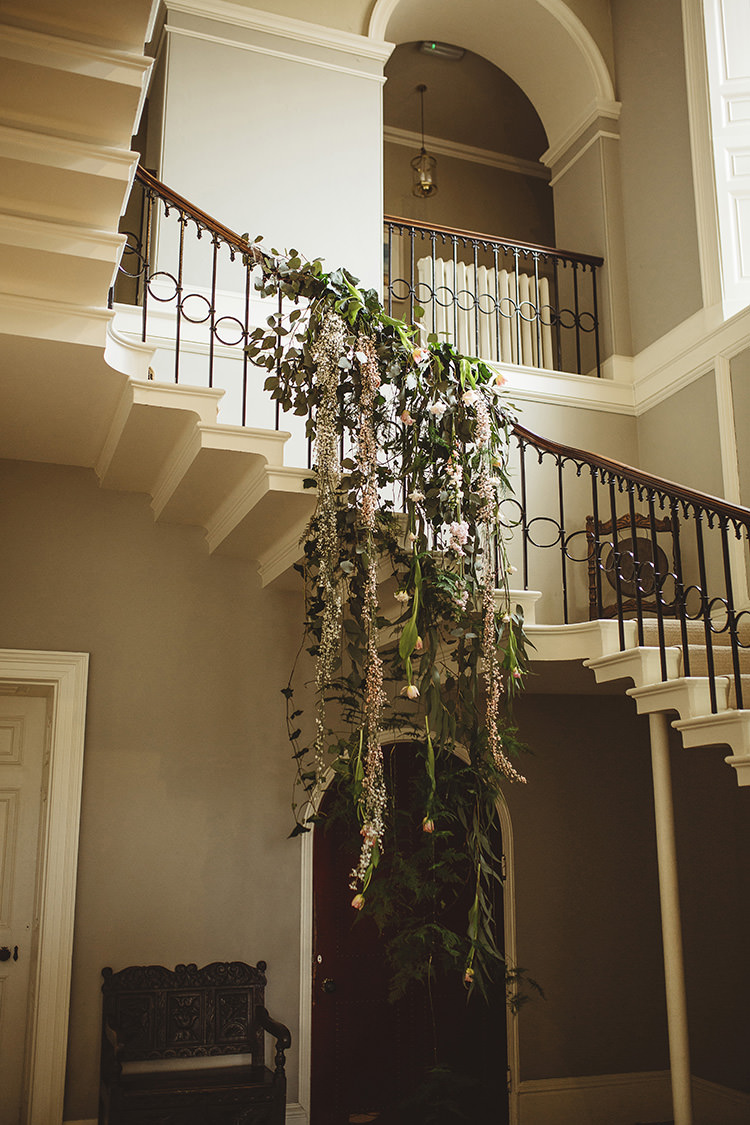 Stair Case Flowers Hanging Foliage Greenery Dutch Masters Wedding Inspiration https://www.kindredphotography.co.uk/