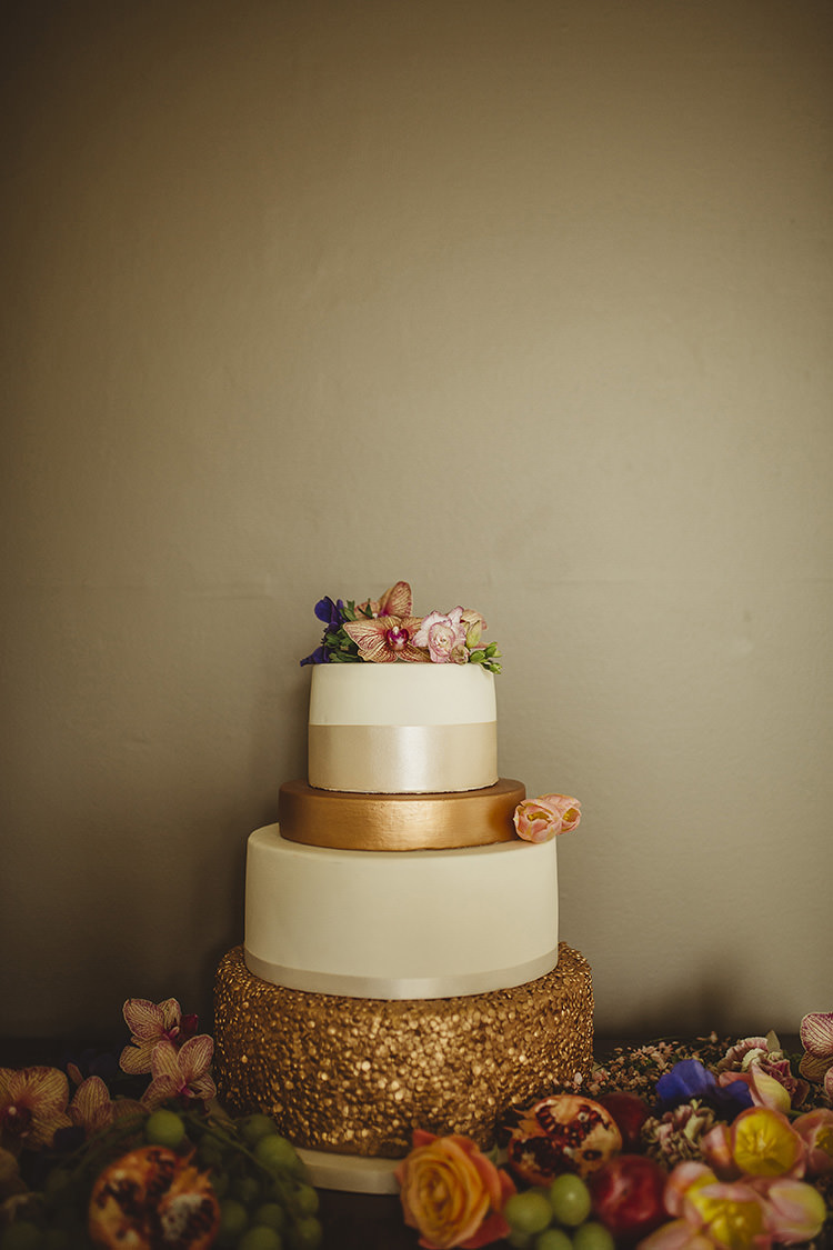 Gold Copper Cake Flowers Fruit Dutch Masters Wedding Inspiration https://www.kindredphotography.co.uk/