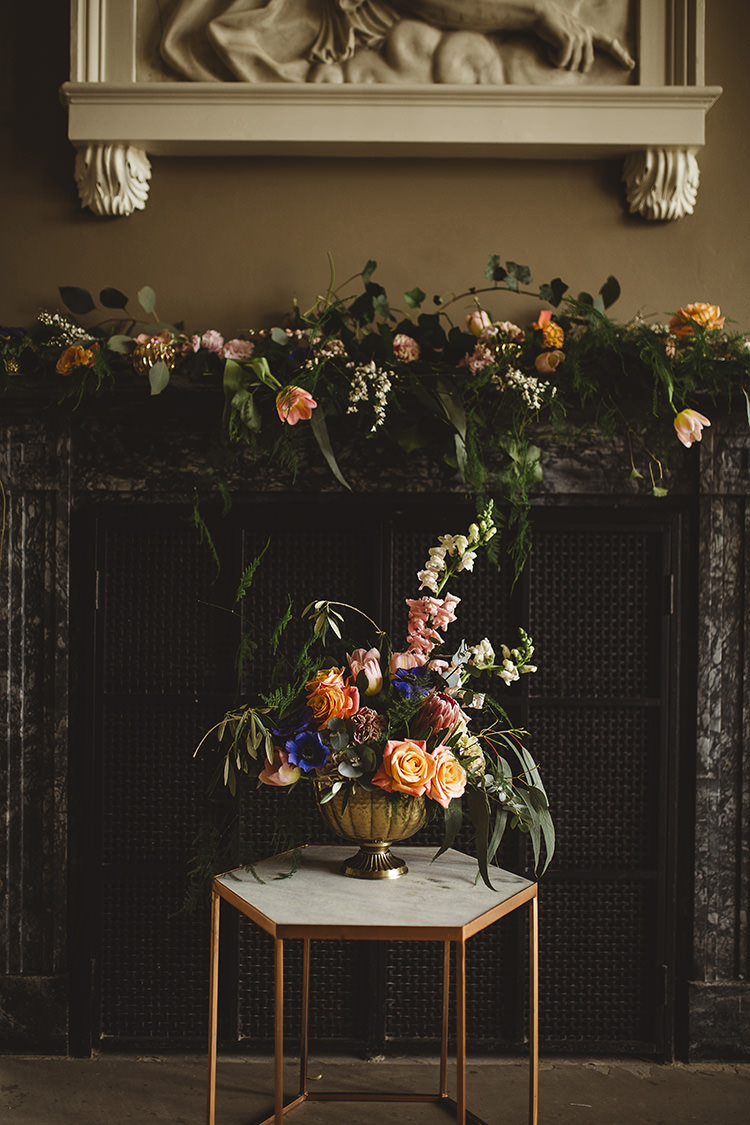 Flowers Fireplace Mantle Urn Organic Natural Dutch Masters Wedding Inspiration https://www.kindredphotography.co.uk/