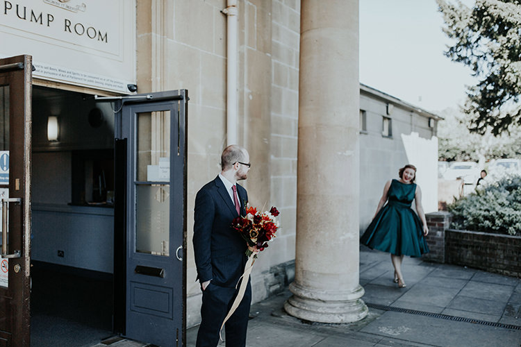 First Look Bride Groom All The Colours Quirky Dinosaur Wedding https://leahlombardi.com/
