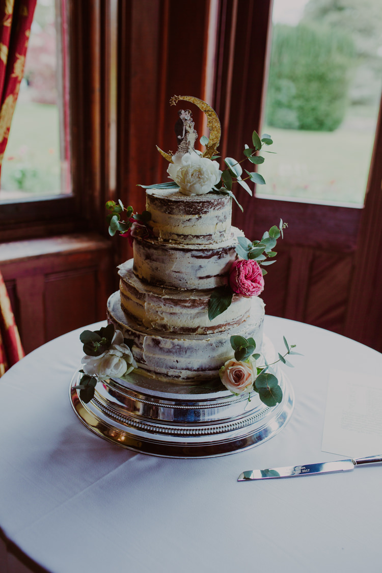 Cake Table Paper Moon Topper Flowers Eucalyptus Peony 1920s Speakeasy Country House Glamour Wedding https://www.bearscollective.com/