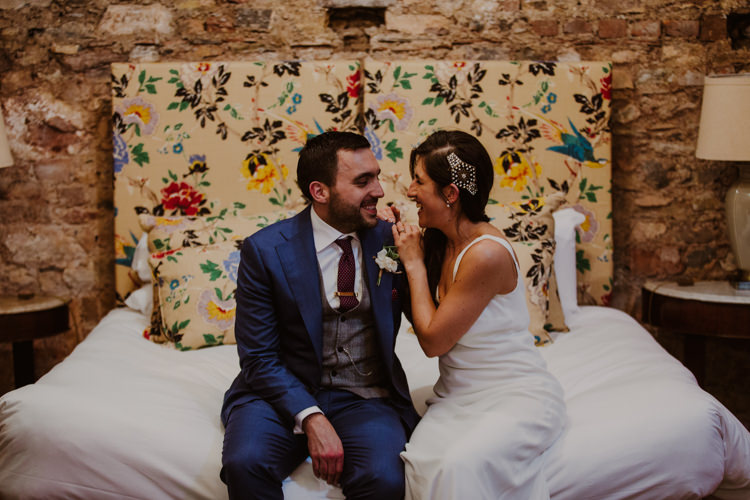 Bride Bridal Charlie Brear Dress Gown Vintage Hairpiece Suit Supply Groom Navy Grey Waistcoat Pocket Watch Burgundy Tie