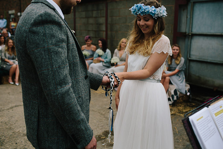 Handfasting Humanist Ceremony Indie Outdoorsy Cowshed DIY Wedding http://www.danhoughphoto.com/