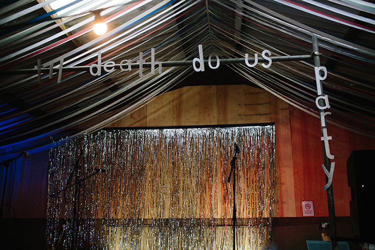 Til Death Do Us Party Sign Stage Decor Backdrop Indie Outdoorsy Cowshed DIY Wedding http://www.danhoughphoto.com/