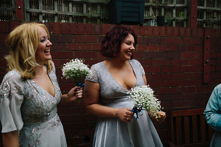 Grey Silver Bridesmaid Dresses Indie Outdoorsy Cowshed DIY Wedding http://www.danhoughphoto.com/