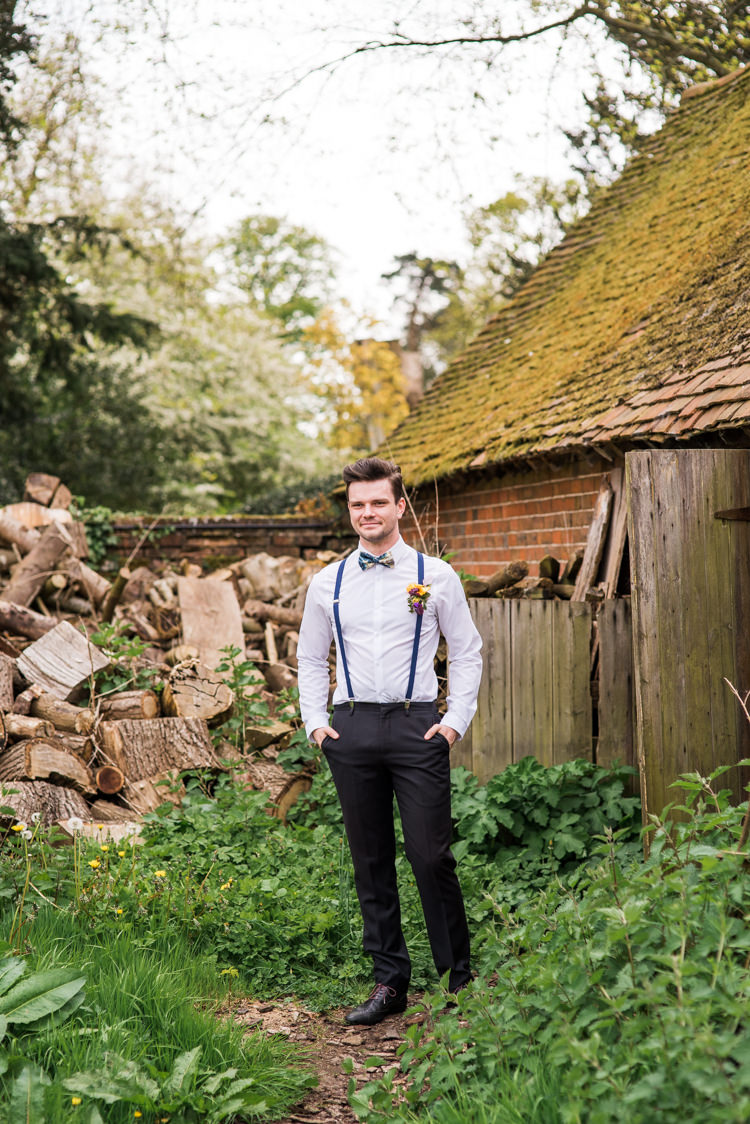 Print Bow Tie Braces Groom Style Outfit Attire First Look Wedding Ideas Country Estate Garden http://annamorganphotography.co.uk/