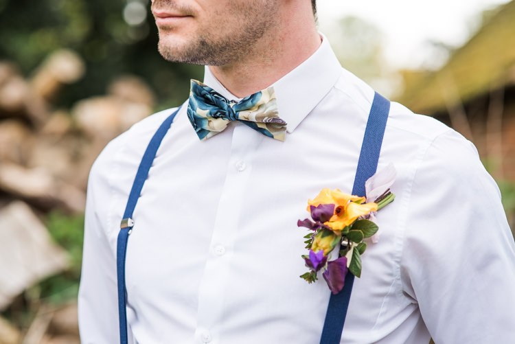 Print Bow Tie Braces Groom Style Outfit Attire First Look Wedding Ideas Country Estate Garden http://annamorganphotography.co.uk/