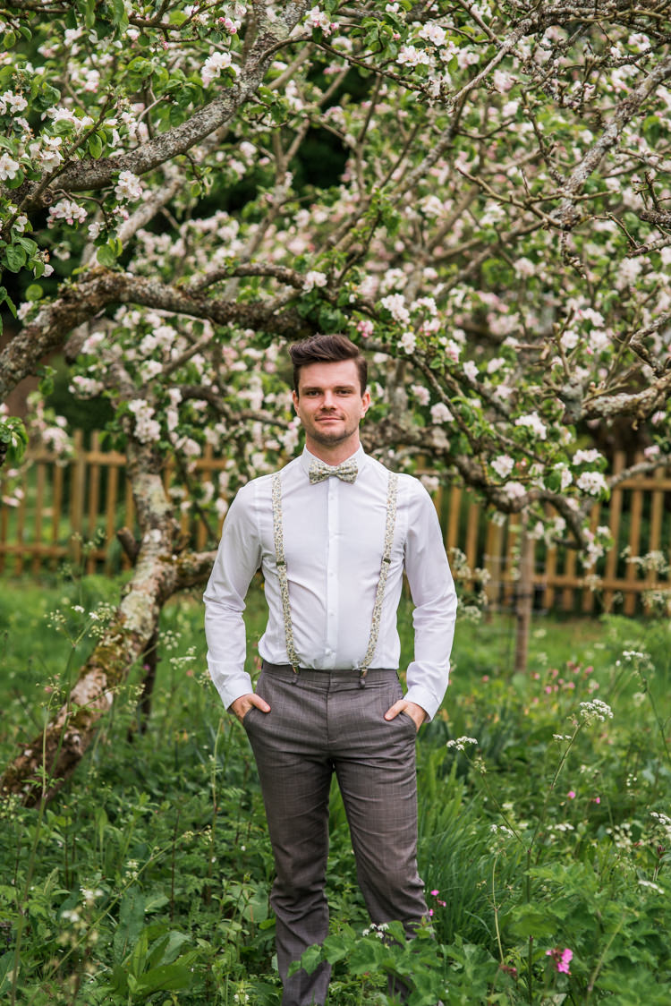 Print Bow Tie Braces Groom Style Outfit Attire First Look Wedding Ideas Country Estate Garden http://annamorganphotography.co.uk/