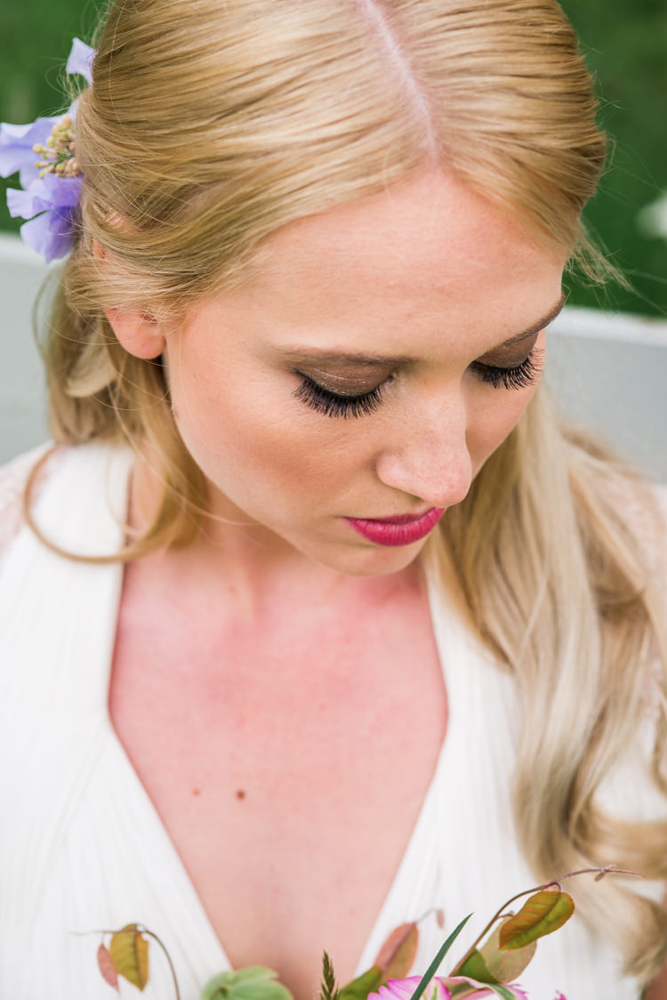 Make Up Beauty Bride Bridal Look Pink Lipstick First Look Wedding Ideas Country Estate Garden http://annamorganphotography.co.uk/