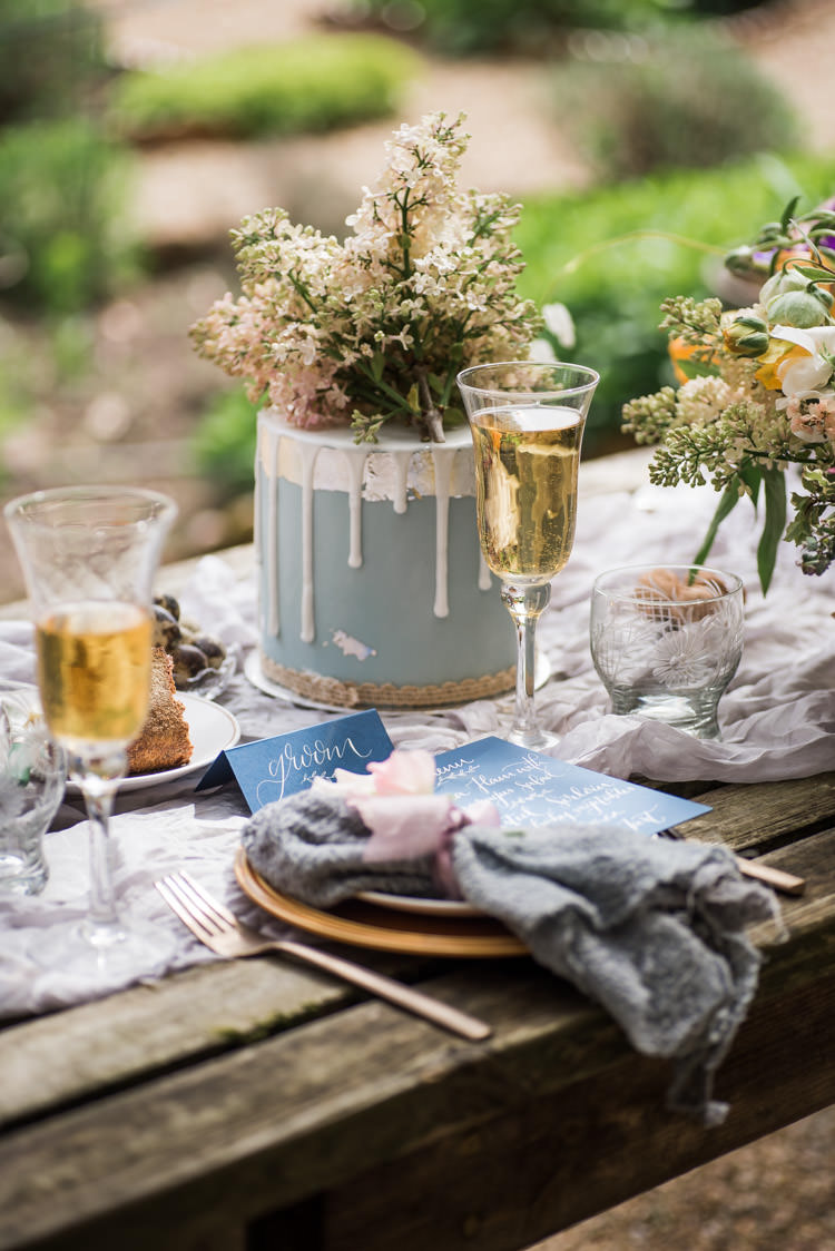 Drip Cake Flower Topper Decor Tablescape First Look Wedding Ideas Country Estate Garden http://annamorganphotography.co.uk/