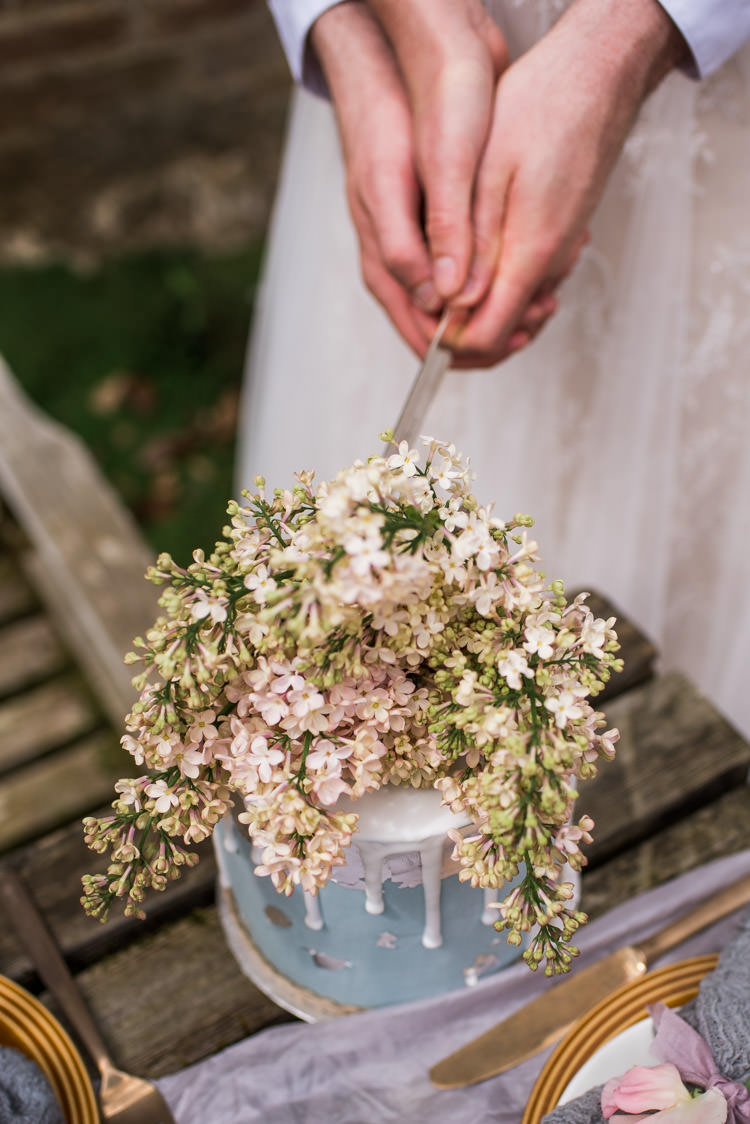 Blue Drip Cake Flowers Topper First Look Wedding Ideas Country Estate Garden http://annamorganphotography.co.uk/