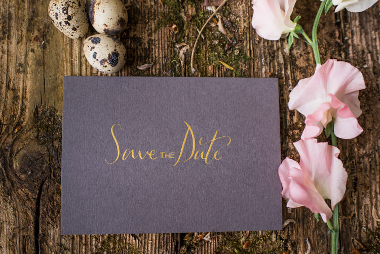 Gold Grey Calligraphy Stationery Save The Date First Look Wedding Ideas Country Estate Garden http://annamorganphotography.co.uk/