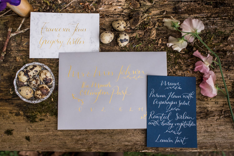 Marble White Grey Blue Stationery Calligraphy Invitation Envelope First Look Wedding Ideas Country Estate Garden http://annamorganphotography.co.uk/