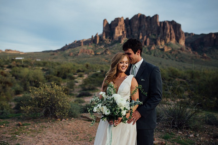 Bride Groom Close Romantic Desert Elopement Ideas http://beginningandendphoto.com/