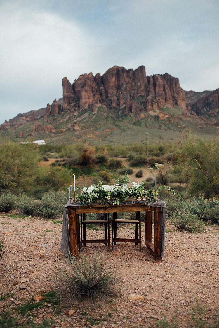 Table Candles Floral Display Romantic Desert Elopement Ideas http://beginningandendphoto.com/