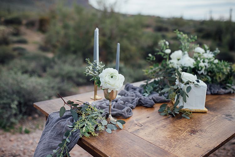 Candles Greenery Centrepiece Table Decor Romantic Desert Elopement Ideas http://beginningandendphoto.com/