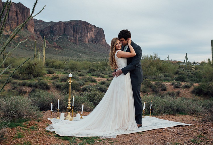 Bride Groom Close Romantic Desert Elopement Ideas http://beginningandendphoto.com/