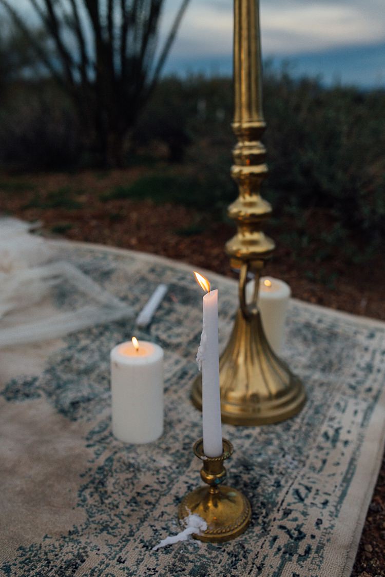 Candles Romantic Desert Elopement Ideas http://beginningandendphoto.com/