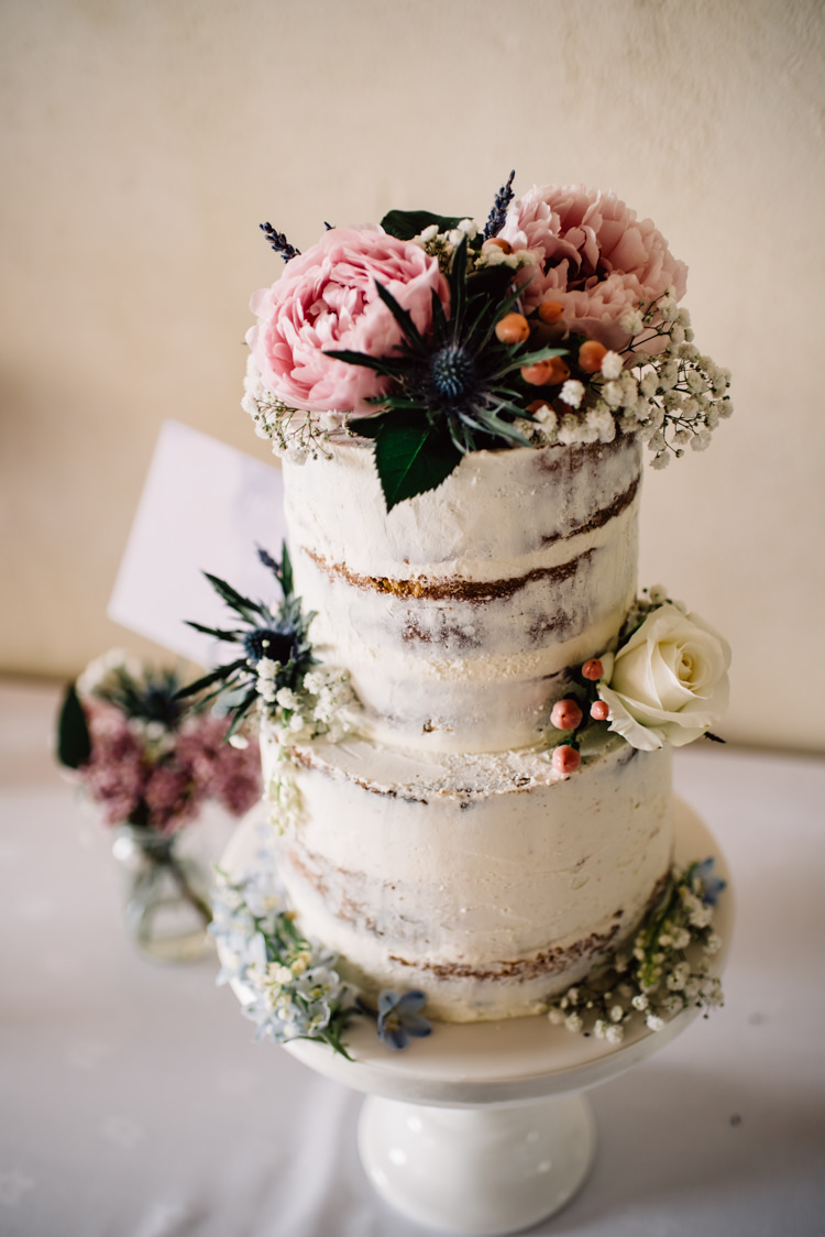 Semi Naked Bare Cake Flowers Icing Buttercream Delightfully Stylish Spring Wedding in the Lake District http://jamiedunnphotography.com/