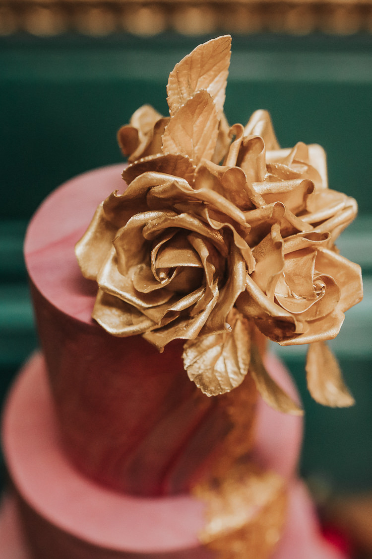 Gold Pink Cake Floral Marble Modern Jewel Tone Asian Fusion Wedding Ideas http://liannegrayphotography.com/